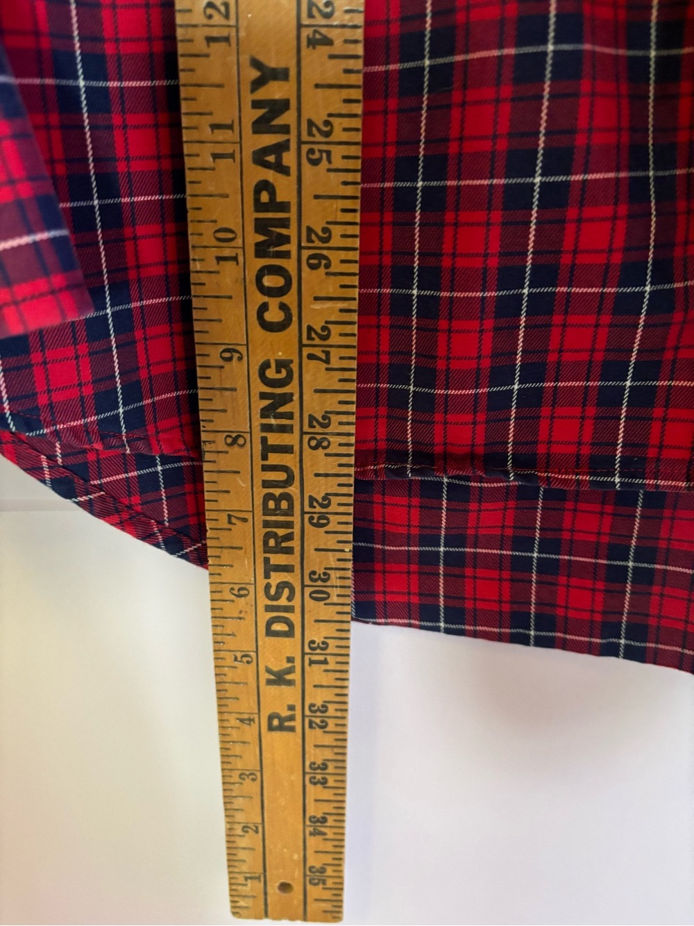 Red & navy blue plaid button-down long sleeve 100% cotton tailgate cabincore - Picture 4 of 6